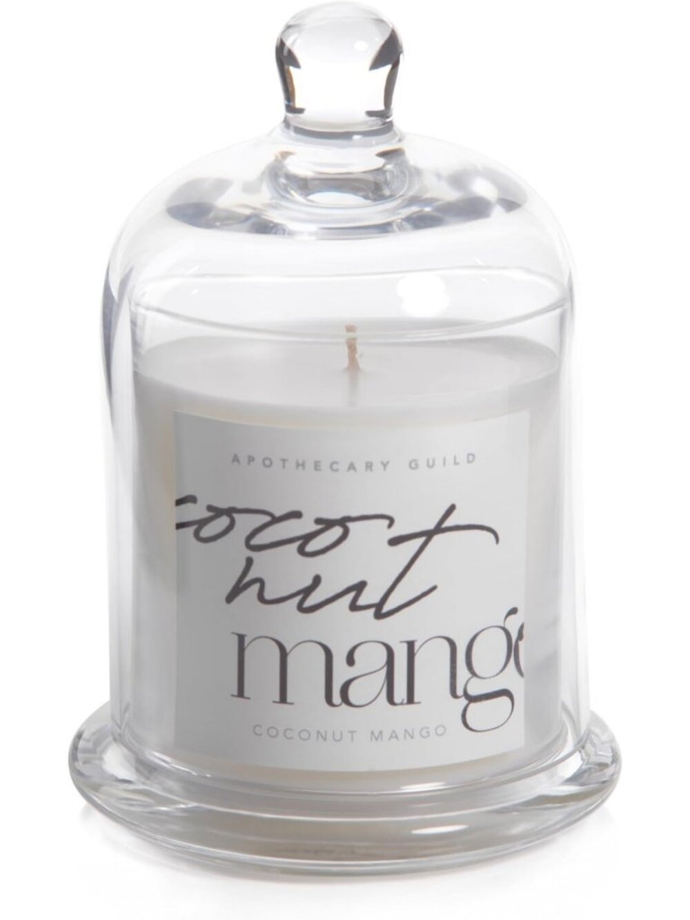 Coconut Mango Scented Jar Candle with Glass Cloche - 10.19 oz Apothecary Style
